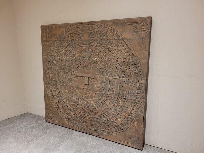 Wanddecoratie met houtsnijwerk 130x135cm - SKA24137-08