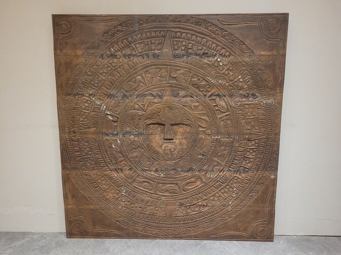 Muurdecoratie met houtsnijwerk 140x145cm - SKA24137-06