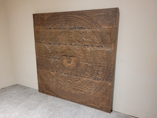 Muurdecoratie met houtsnijwerk 140x145cm - SKA24137-06