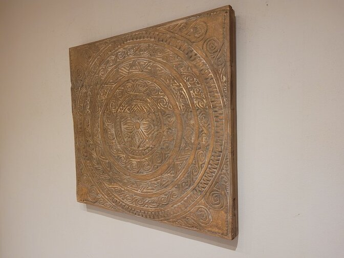 Muurdecoratie met houtsnijwerk 75x80cm - SKA24137-04