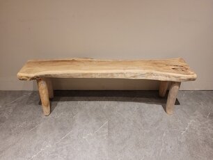 Teakhout bankje +/- 140x30x45cm