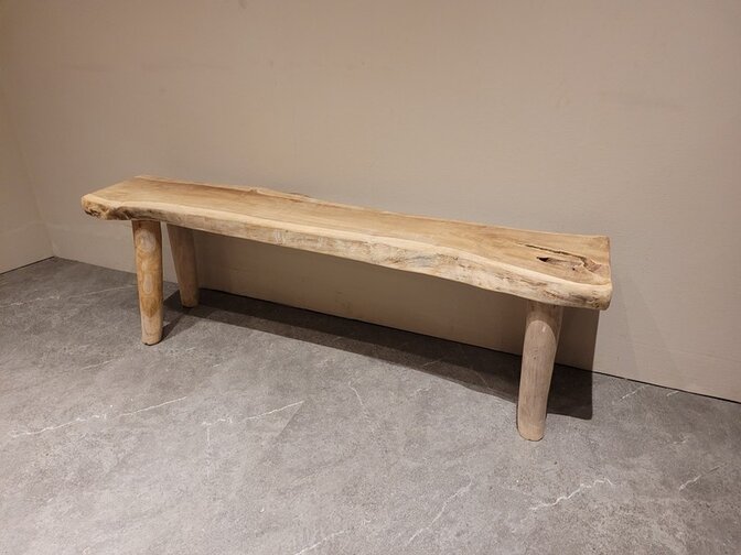 Teakhout bankje +/- 140x30x45cm