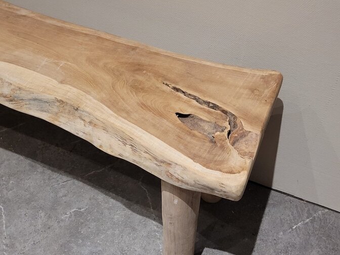 Teakhout bankje +/- 120x30x45cm