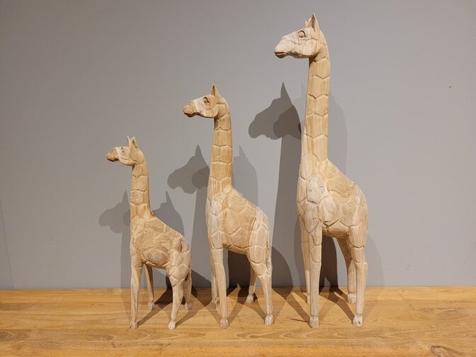 Staande Giraf van hout - 55cm