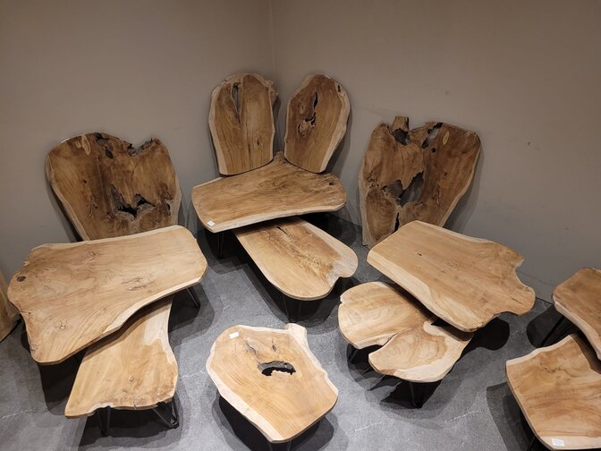 Teak wortelhout tafelbladen - middel - 60/80cm