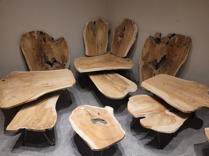 Teak wortelhout tafelbladen - groot - 80/100cm