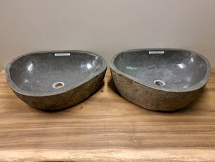 2 waskommen uit 1 steen -  55x41x15cm - FL23102