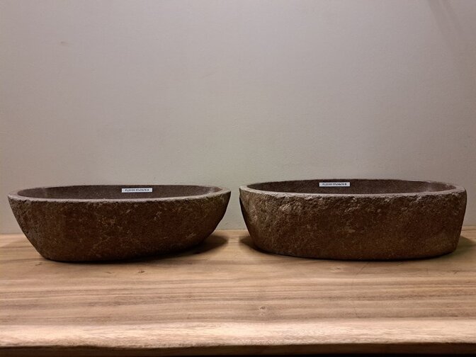 2 waskommen uit 1 steen -  57x34x16cm - FL23103