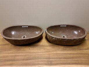 2 waskommen uit 1 steen -  57x34x16cm - FL23103