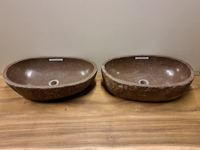 2 waskommen uit 1 steen -  57x34x16cm - FL23103