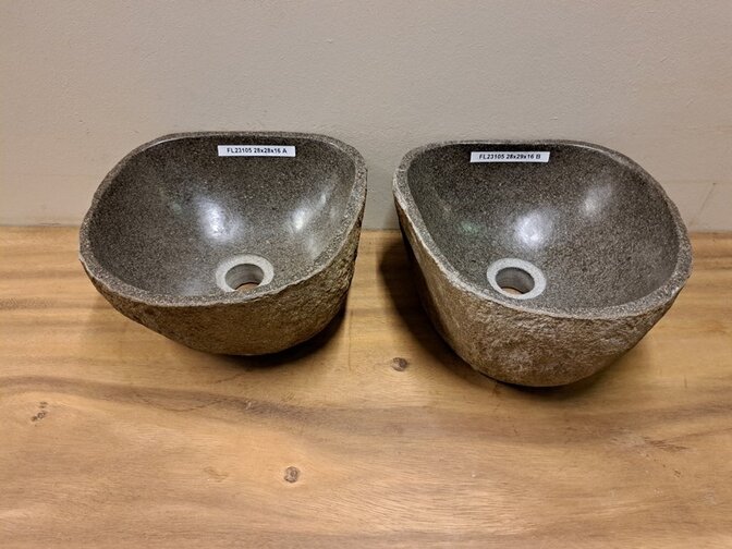 2 waskommen uit 1 steen -  28x28x15cm - FL23105