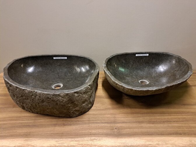 2 waskommen uit 1 steen -  56x47x15cm - FL23107