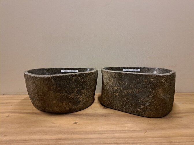 2 waskommen uit 1 steen -  32x33x15cm - FL23109