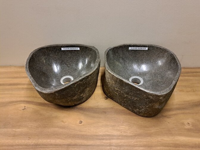 2 waskommen uit 1 steen -  32x33x15cm - FL23109