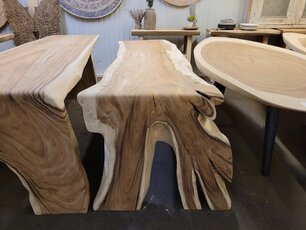 Boomstamtafel met 1 vaste poot 60/80x200cm Boomstamtafel met 1 vaste poot 60/80x200cm