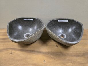 2 waskommen uit 1 steen - 31x29x15cm - FL23239