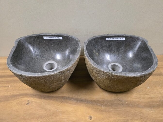 2 waskommen uit 1 steen - 30x27x15cm - FL23198