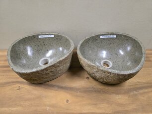2 waskommen uit 1 steen - 34x29x15cm - FL23195