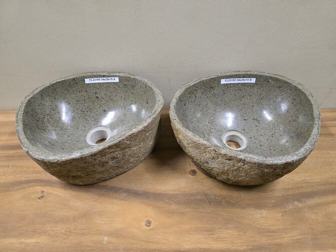 2 waskommen uit 1 steen - 34x29x15cm - FL23195