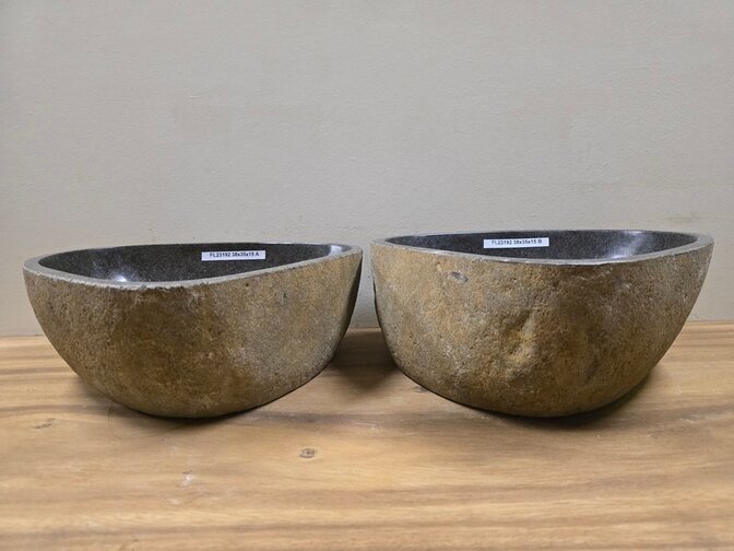 2 waskommen uit 1 steen - 38x35x15cm - FL23192