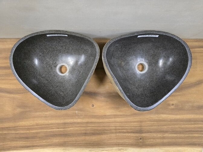 2 waskommen uit 1 steen - 38x35x15cm - FL23192