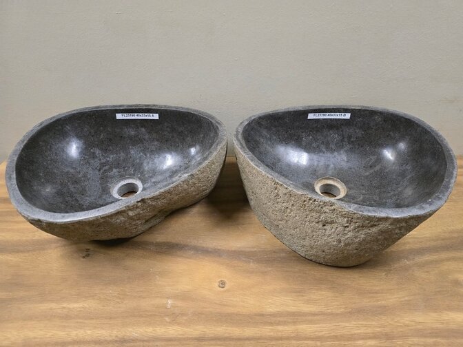 2 waskommen uit 1 steen - 40x33x15cm - FL23190