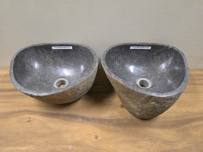 2 waskommen uit 1 steen - 34x29x15cm - FL23186