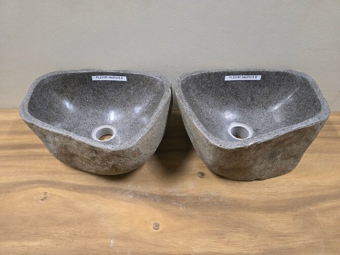 2 waskommen uit 1 steen - 34x27x15cm - FL23185