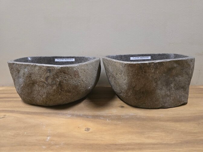 2 waskommen uit 1 steen - 34x27x15cm - FL23185