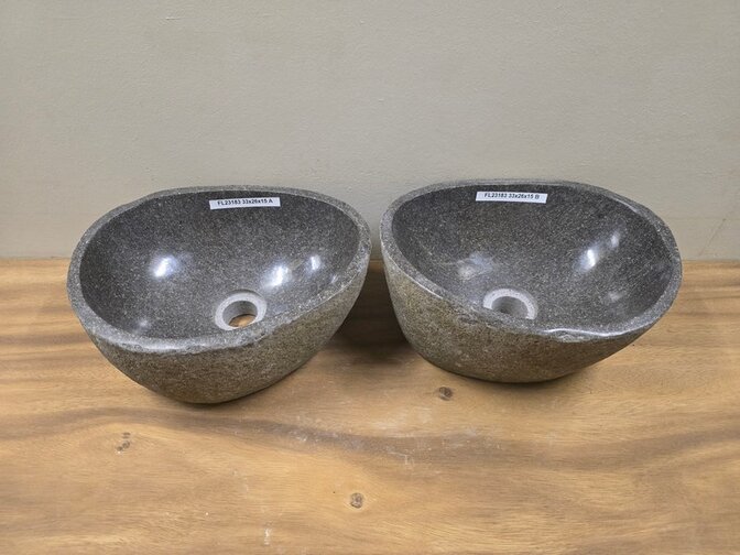 2 waskommen uit 1 steen - 33x26x15cm - FL23183