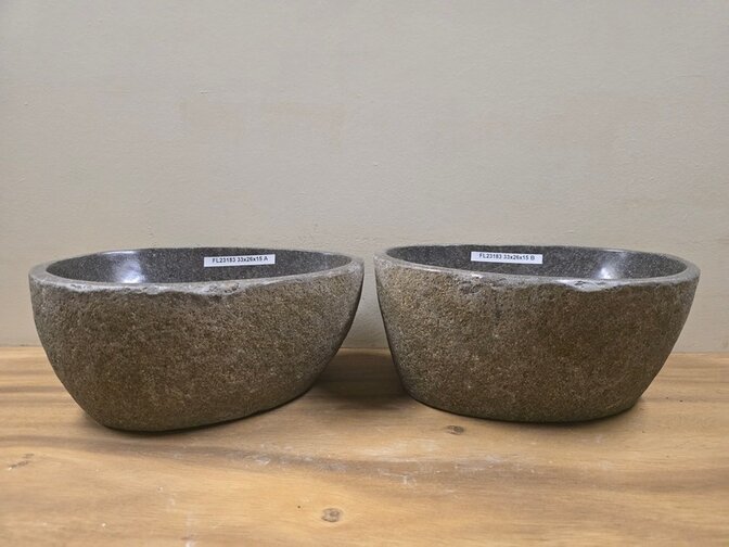 2 waskommen uit 1 steen - 33x26x15cm - FL23183