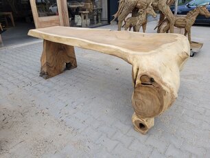 Boomstamtafel L met 1 vaste poot 90x230cm