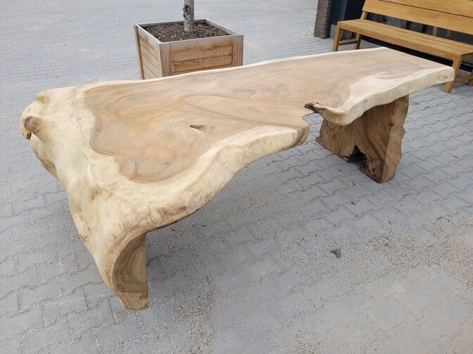 Boomstamtafel L met 1 vaste poot 70/155 x 260cm