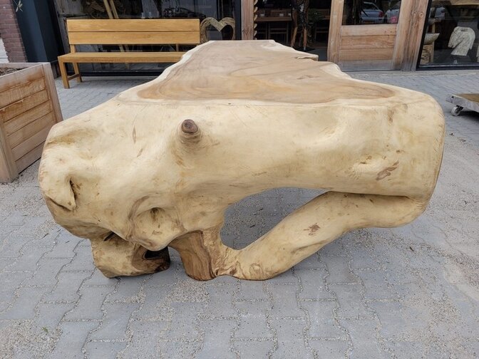 Boomstamtafel L met 1 vaste poot 70/155 x 260cm