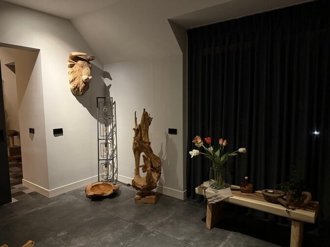 Hout sculptuur met verlichting - 70cm