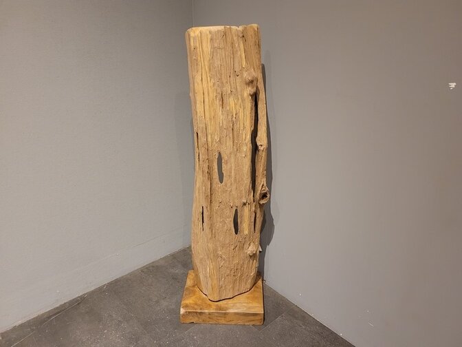 Hout sculptuur met verlichting - 100cm