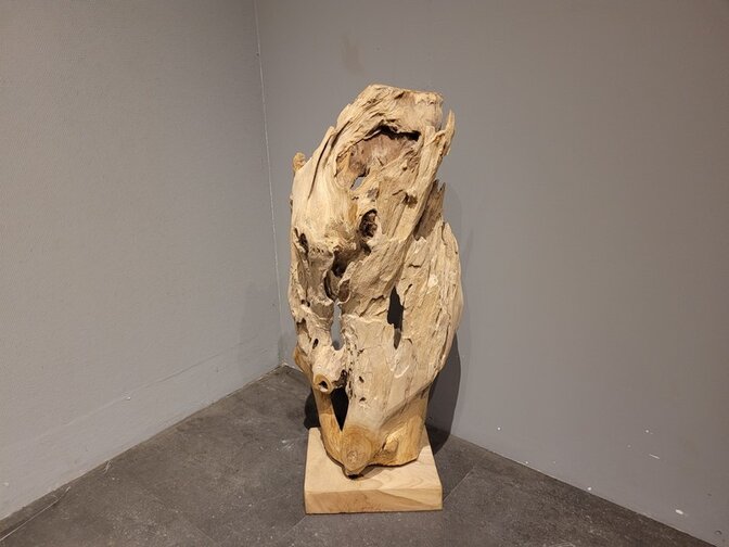 Hout sculptuur met verlichting - 70cm