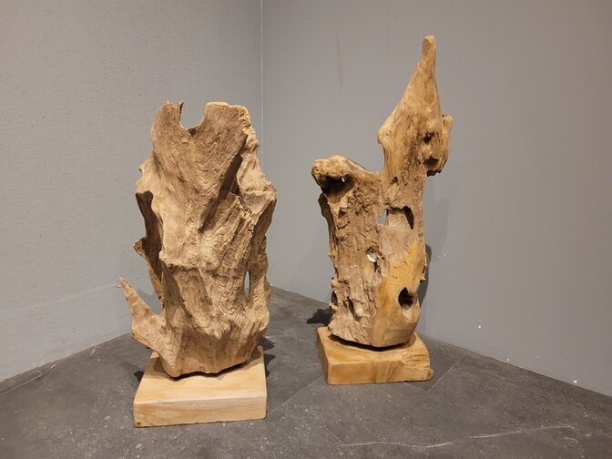 Hout sculptuur met verlichting - 60cm