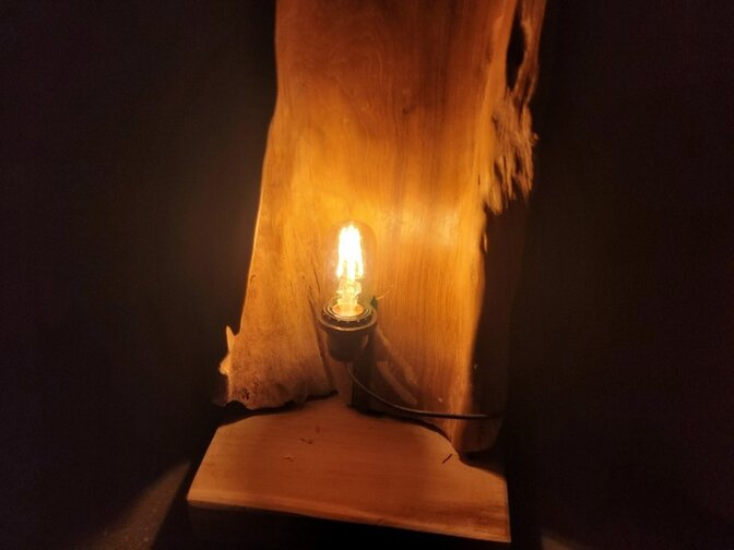 Hout sculptuur met verlichting - 60cm