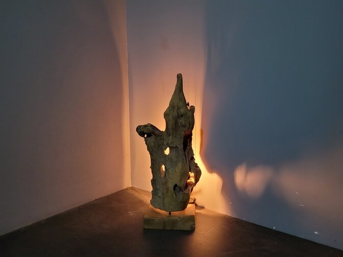 Hout sculptuur met verlichting - 50cm