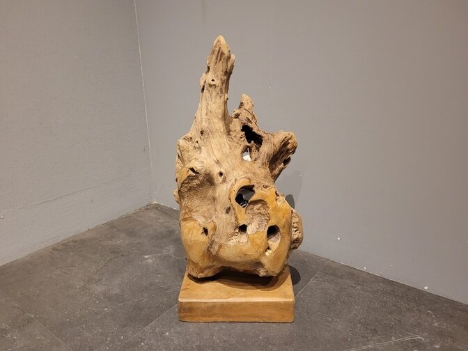 Hout sculptuur met verlichting - 50cm