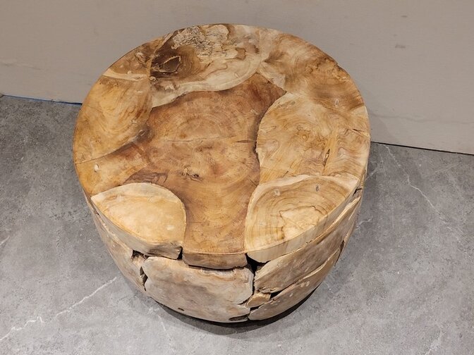 Salontafel rond 60cm - Wortelhout teak