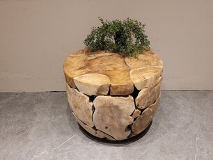 Salontafel rond 60cm - Wortelhout teak