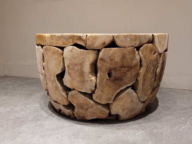 Salontafel rond 80cm - Wortelhout teak