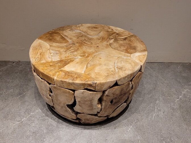 Salontafel rond 80cm - Wortelhout teak