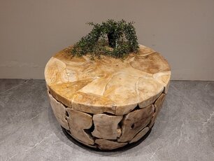 Salontafel rond 80cm - Wortelhout teak