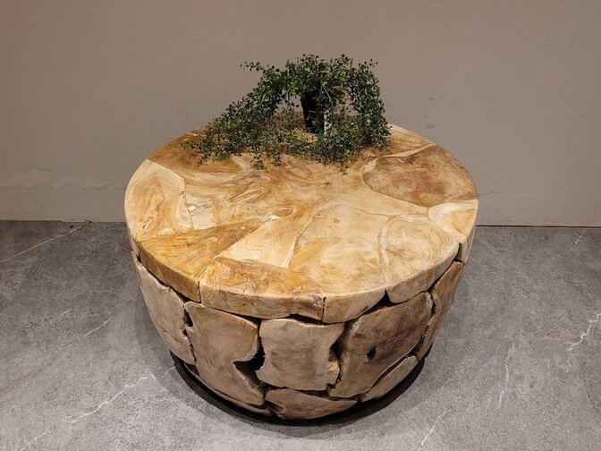 Salontafel rond 80cm - Wortelhout teak