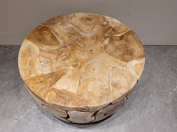 Salontafel rond 80cm - Wortelhout teak