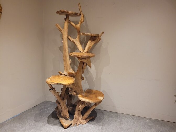 Etagere rustiek teak wortelhout - 200cm