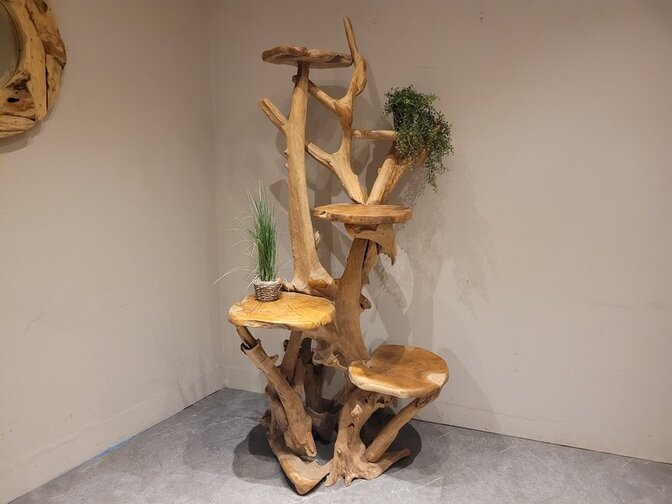 Etagere rustiek teak wortelhout - 200cm